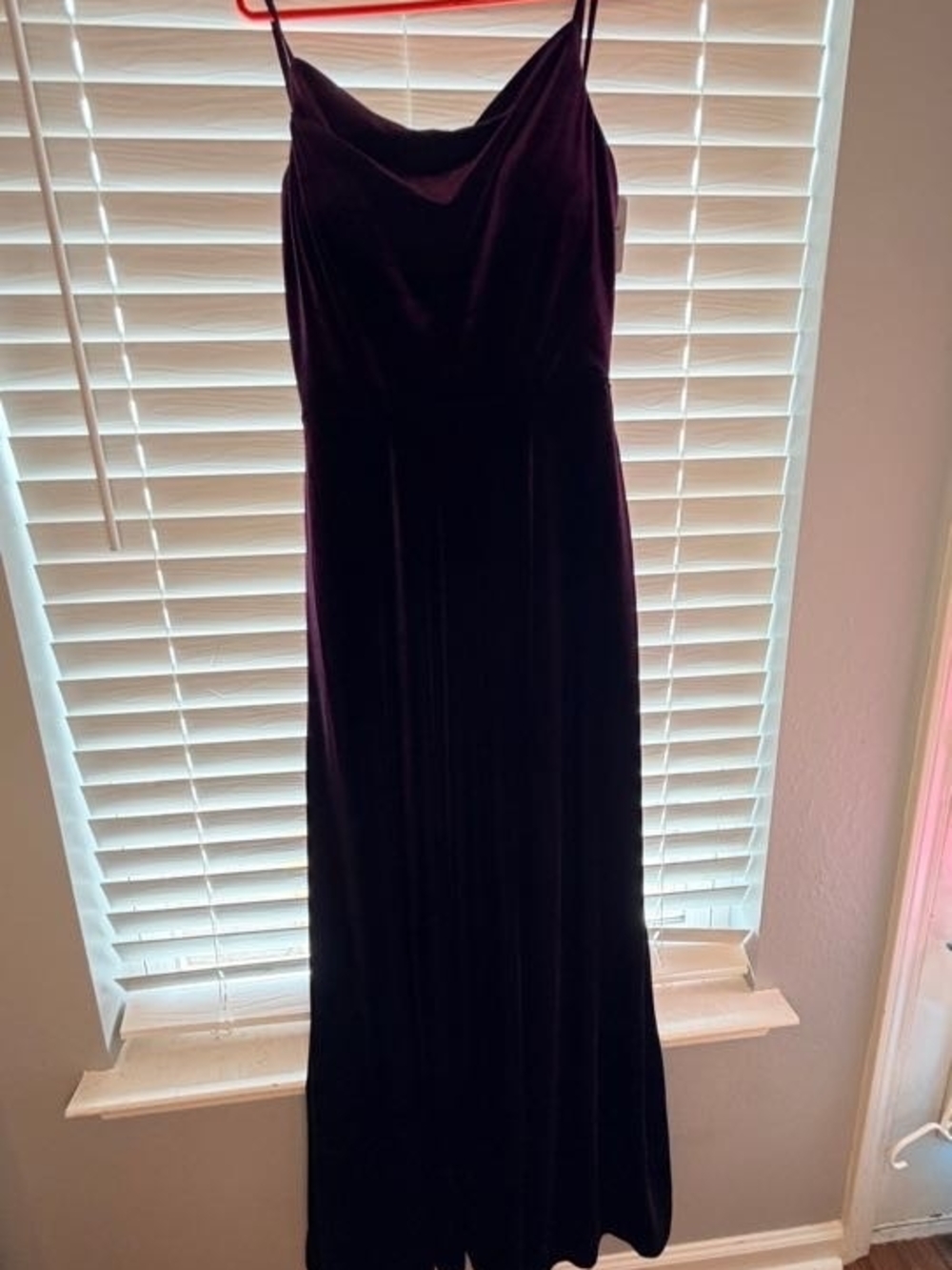 Mori Lee Plum Velvet Spaghetti-Strap Maxi Dress